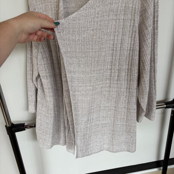 Eileen Fisher Linen Gray Cardigan Sweater Lightweight Quiet Luxury Open Front - Picture 5 of 8
